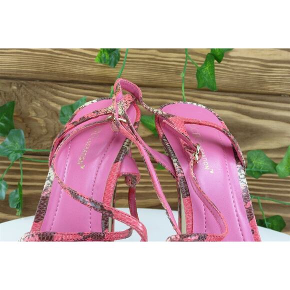 Pink and Brown Strappy High Heels - Picture 3 of 7